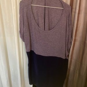 Baggy T Shirt, 2 shades of purple. One side silk, one side fabric.